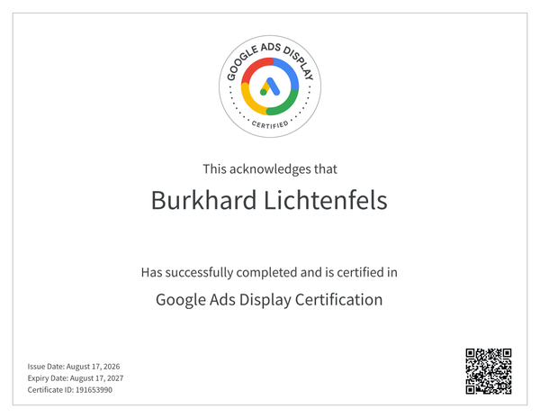 Zertifikat – Google Ads Display